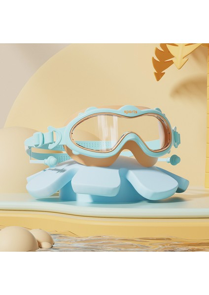 Çocuk Yüzme Gözlükleri Su Geçirmez Buğu Önleyici Hd Büyük Çerçeve Yüzme Gözlükleri Erkek ve Kız Çocukları Için Profesyonel Dalış Yüzme Şapkası (Yurt Dışından)