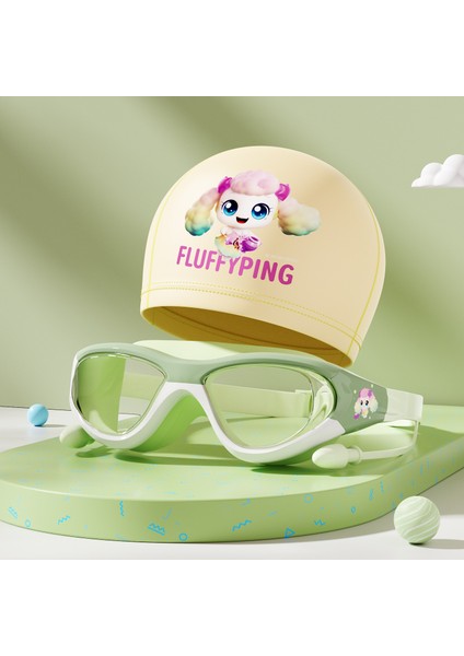 Çocuk Yüzme Gözlüğü Yüzme Şapkası Su Geçirmez Buğu Önleyici Yüzme Gözlükleri Yüzme Dalış Ekipmanları (Yurt Dışından)