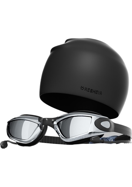 Hd Buğu Önleyici Su Geçirmez Yüzme Gözlüğü Yüzme Şapkası Seti (Yurt Dışından)