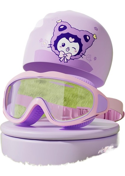 Çocuk Yüzme Gözlüğü Yüzme Şapkası Erkek Kız Yüzme Gözlükleri Su Geçirmez Buğu Önleyici Hd Büyük Çerçeve Dalış Gözlüğü Profesyonel (Yurt Dışından)