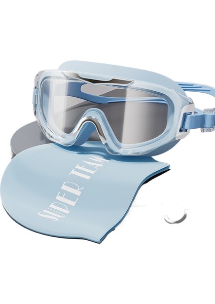 Hd Buğu Önleyici Su Geçirmez Büyük Çerçeve Yüzme Gözlüğü Yetişkin Dalış Özel Yüzme Şapkası (Yurt Dışından)