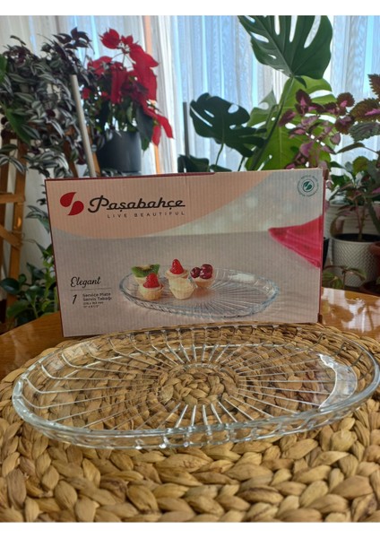 Şeffaf cam servis tabağı, BPA free, şık ve kullanışlı 1 parça