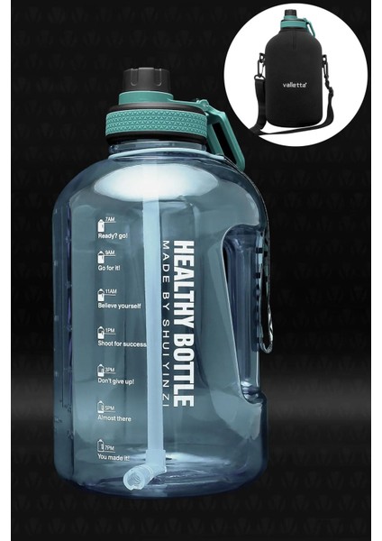 2.5L Mavi Plastik Su Matara, Motivasyonel Tasarım, Sağlıklı ve Hafif Suluk