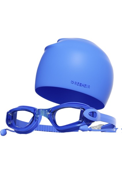 Hd Buğu Önleyici Su Geçirmez Yüzme Gözlüğü Yüzme Şapkası Seti (Yurt Dışından)