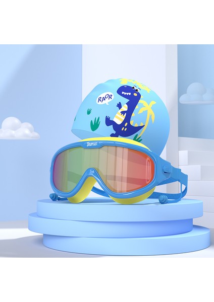 Çocuk Yüzme Gözlüğü Su Geçirmez Anti-Sis Yüksek Çözünürlüklü Büyük Çerçeve Yüzme Gözlükleri Erkek Kız Moda Yüzme Kap Seti Ekipmanları (Yurt Dışından)