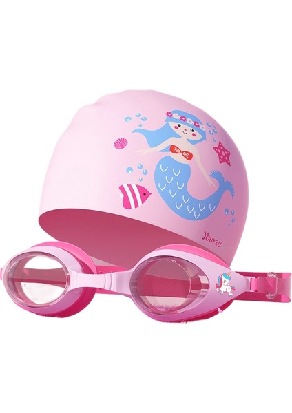 Çocuk Yüzme Gözlüğü Yüzme Şapkası Su Geçirmez Buğu Önleyici Yüzme Gözlükleri Yüzme Dalış Ekipmanları (Yurt Dışından)