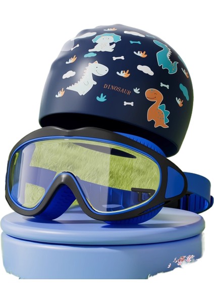 Çocuk Yüzme Gözlüğü Yüzme Şapkası Erkek Kız Yüzme Gözlükleri Su Geçirmez Buğu Önleyici Hd Büyük Çerçeve Dalış Gözlüğü Profesyonel (Yurt Dışından)