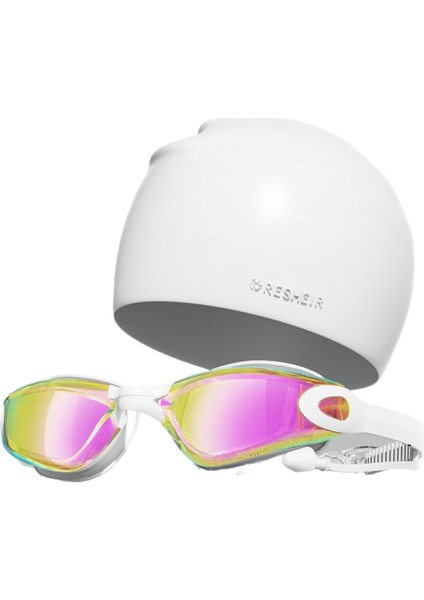 Hd Buğu Önleyici Su Geçirmez Yüzme Gözlüğü Yüzme Şapkası Seti (Yurt Dışından)