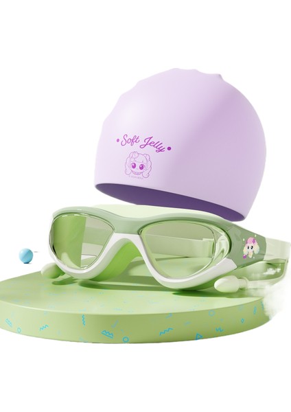 Çocuk Yüzme Gözlüğü Yüzme Şapkası Su Geçirmez Buğu Önleyici Yüzme Gözlükleri Yüzme Dalış Ekipmanları (Yurt Dışından)