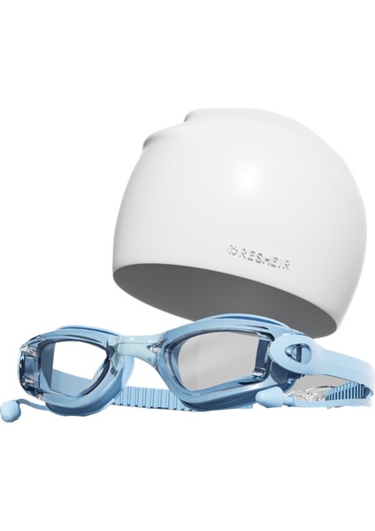 Hd Buğu Önleyici Su Geçirmez Yüzme Gözlüğü Yüzme Şapkası Seti (Yurt Dışından)