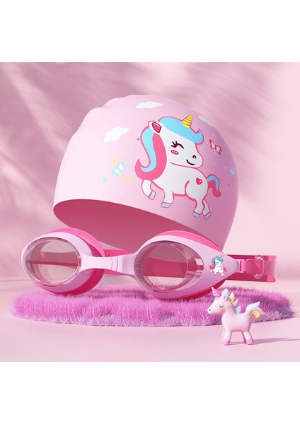 Çocuk Yüzme Gözlüğü Yüzme Şapkası Su Geçirmez Buğu Önleyici Yüzme Gözlükleri Yüzme Dalış Ekipmanları (Yurt Dışından)
