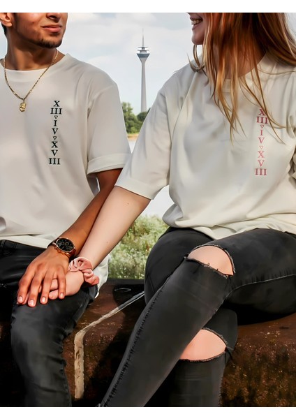 Tarih Roma Rakamlı | Kişiye Özel Baskılı Çift Tişört Kombini – Unisex Oversize