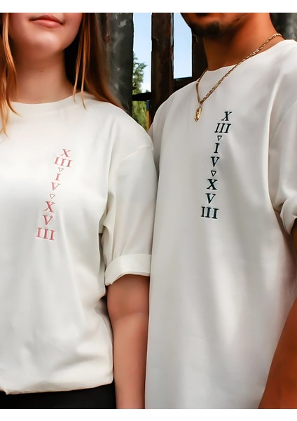 Tarih Roma Rakamlı | Kişiye Özel Baskılı Çift Tişört Kombini – Unisex Oversize fiyatları