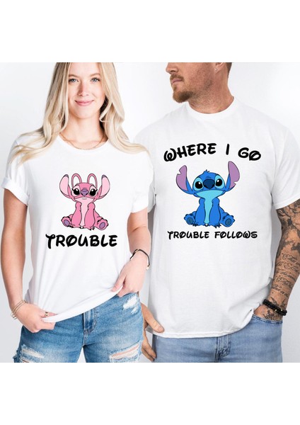 Stitch And Angle Trouble Tişörtü | Oversize Tişört | Çift Kombin Tişörtü