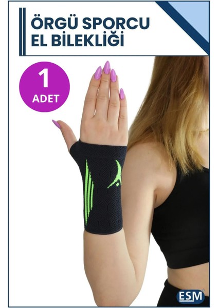 Elastik Örme Bileklik, Spor ve Fitness İçin, Çift Taraflı, Siyah Renk