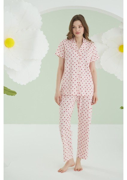 Pembe Berry Önden Düğmeli Pijama Takımı