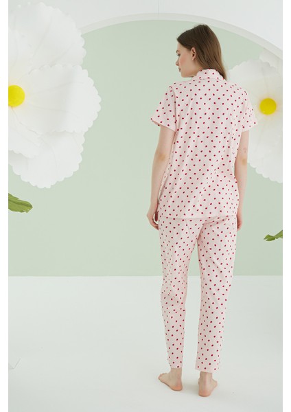 Pembe Berry Önden Düğmeli Pijama Takımı