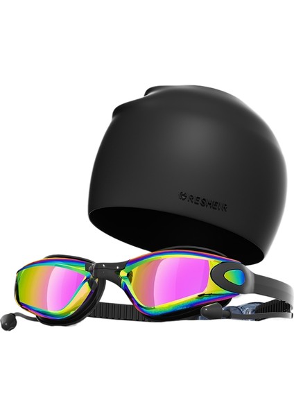 Hd Buğu Önleyici Su Geçirmez Yüzme Gözlüğü Yüzme Şapkası Seti (Yurt Dışından)