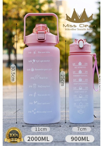Çiftli spor su şişesi, 2L ve 900ml, renkli, , pratik tasarım