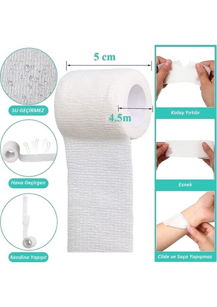 Yapışkan Bandaj 5cm x 4,5m, Esnek ve Güvenilir Koruma, Beyaz Renk