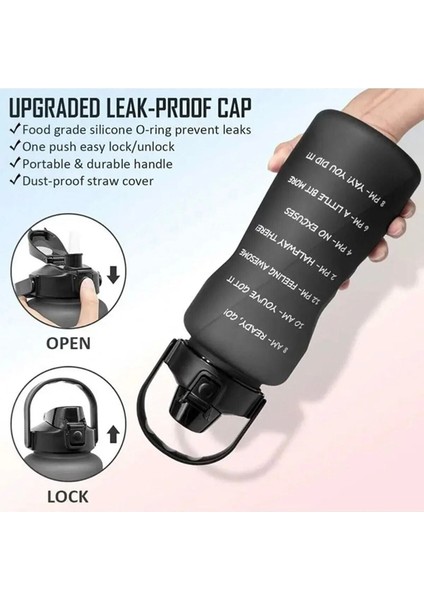 2L Siyah Spor Su Şişesi, BPA İçermez, Hafif ve , Tritan, Salonda Kullanım indirimleri