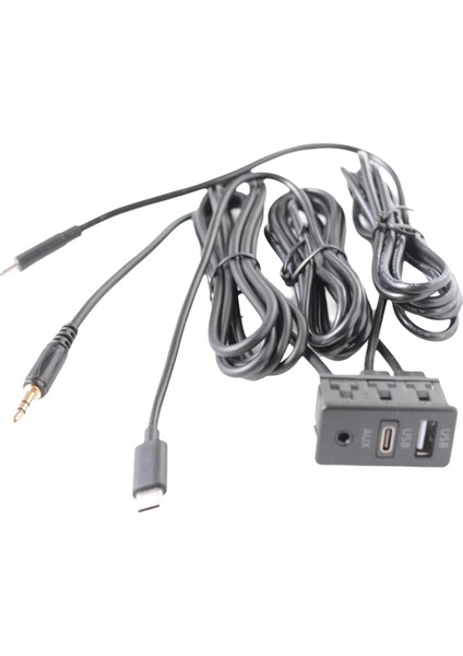 Araba Android Navigasyon Makinesi Aux Paneli Çift Type-C+Aux Girişi Usb+Aux Arayüz Paneli Uzatma Kablosu Adaptör Paneli (Yurt Dışından)