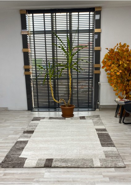 Modern Desenli Fildişi Kahverengi Halı 160*220 fırsatları