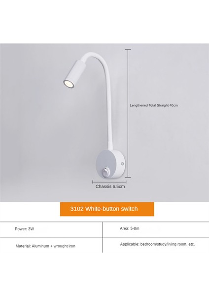 3W Duvara Monte Okuma Lambası Esnek Kaz Boynu LED Aplik Lambası Yatak Odası, Ofis, Çalışma Tezgahı, Stüdyo Okuma Lambası (Yurt Dışından) modelleri