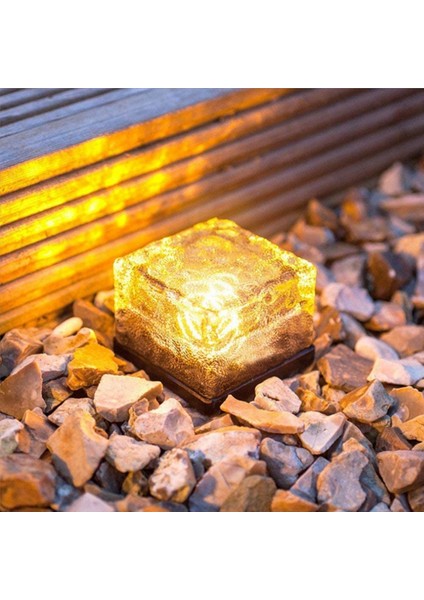 Adet Güneş Enerjili Cam Tuğla Işık Buz Küpleri Işıkları LED Peyzaj Işığı Noel Açık Hava Yolu Bahçe (Sıcak Beyaz) (Yurt Dışından) indirimleri