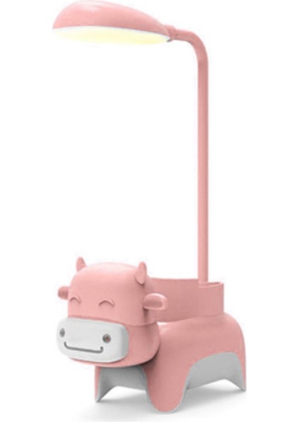 3 Modlu LED Şarj Edilebilir Masa Lambası Telefon Kalemlik Sevimli Lamba USB Şarj Yatak Odası Başucu Lambası Lampu Belajar Pembe (Yurt Dışından)