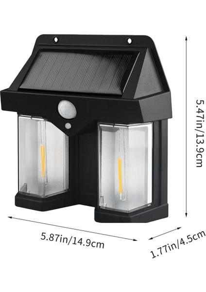 Açık Hava Güneş Duvar Lambası Açık Hava Çift Çekirdekli Güneş Indüksiyon Lambası, Kablosuz Hareket Sensörü, Su Geçirmez IP65 (Yurt Dışından) indirimleri