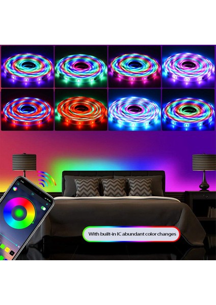 Uzaktan Kumandalı LED Şerit Işıklar Dahili Mikrofon Bluetooth Uygulama Kontrolü 5050 Rgb Yatak Odası Partisi Için LED Işıklar 2 Metre (Yurt Dışından) fiyatları