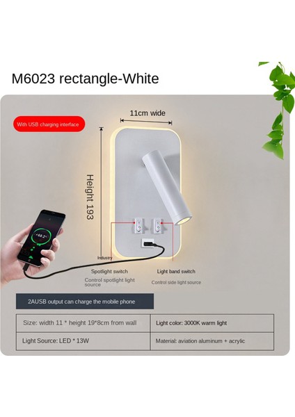 Duvar Işığı Arka Işık USB Şarj 330 Derece Rotasyon Ayarlanabilir Duvar Lambası Başucu Çalışması Okuma Aplik Lambası Beyaz (Yurt Dışından) indirimleri