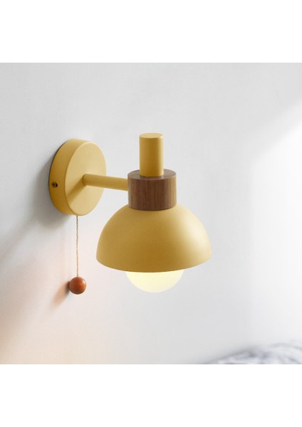 LED Duvar Lambası Anahtarı ile Ahşap Aplik Işıkları Kapalı Aydınlatma Ev Dekor Başucu Yatak Odası Oturma Odası Ampul D (Yurt Dışından) fırsatları