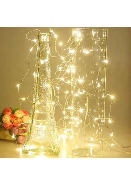 2m 20 LED Dize Işıklar Gümüş Tel Peri Sıcak Beyaz Çelenk Ev Noel Düğün Işık Dizeleri (Yurt Dışından)