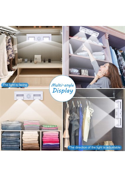 Hareket Sensörlü LED Dolap Işığı, Dolap Altı Işıkları, Dolap Aydınlatması Yapışkan Hareketle Etkinleştirilen Işık Gece Işığı (Yurt Dışından)