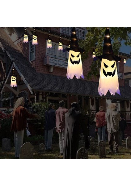 Cadılar Bayramı Dekorasyonu Cadı Şapkası LED Işıkları Çocuklar Için Cadılar Bayramı Cadı Şapkası Parti Dekor Malzemeleri Açık Hava Asılı Süs A (Yurt Dışından) modelleri