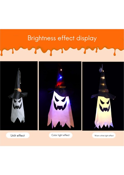 Cadılar Bayramı Dekorasyonu Cadı Şapkası LED Işıkları Çocuklar Için Cadılar Bayramı Cadı Şapkası Parti Dekor Malzemeleri Açık Hava Asılı Süs A (Yurt Dışından) indirimleri