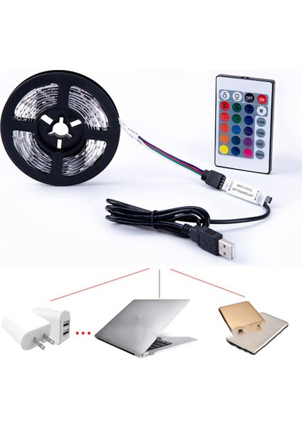 LED Işık Su Geçirmez Değildir 2835 Rgb 24 Düğme Uzaktan Kumanda 5V Yatak Odası Dekorasyon Işığı ile Esnek Işık, 3 Metre (Yurt Dışından) fiyatları