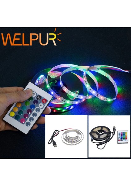 LED Işık Su Geçirmez Değildir 2835 Rgb 24 Düğme Uzaktan Kumanda 5V Yatak Odası Dekorasyon Işığı ile Esnek Işık, 3 Metre (Yurt Dışından) fırsatları