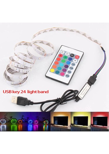LED Işık Su Geçirmez Değildir 2835 Rgb 24 Düğme Uzaktan Kumanda 5V Yatak Odası Dekorasyon Işığı ile Esnek Işık, 3 Metre (Yurt Dışından) indirimleri