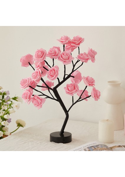 USB Pil Kumandalı LED Masa Lambası Gül Çiçek Bonsai Ağacı Gece Işıkları Çelenk Dekorasyon Sevgililer Günü Işıkları D (Yurt Dışından) fiyatları