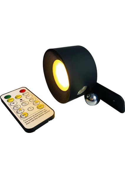 LED Duvar Işık USB Şarj Edilebilir Uzaktan Kumanda Akülü Duvara Monte Aplik Işıklar Yatak Odası Okuma Lambası-Siyah (Yurt Dışından) fırsatları