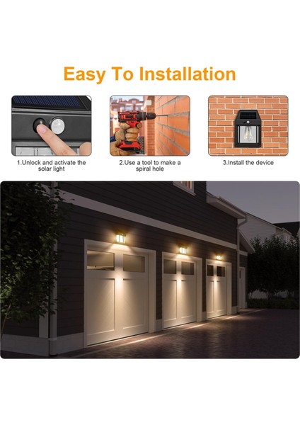 Güneş Enerjili Dış Mekan Işıkları, Alacakaranlıktan Şafağa Güneş Enerjili Duvar Aplik Hareket Sensörü, 3 Aydınlatma Modu Su Geçirmez Güneş Enerjili Güvenlik Duvarı B (Yurt Dışından) indirimleri