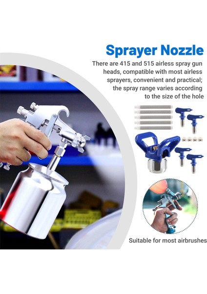 10 Parça Sprey Başlıkları Tersinir Havasız Boya Püskürtme Memesi Havasız Boya Püskürtme Püskürtme Ucu Koruması ve Filtre (Yurt Dışından) fırsatları