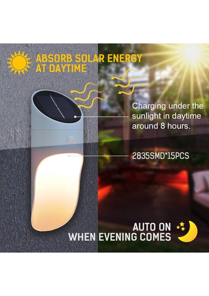 Güneş Enerjili Dış Duvar Işığı ve Hareket Sensörü Açık Bahçe Işığı IP65 Su Geçirmez Üç Mod (Gri Kabuk Beyaz Işık) (Yurt Dışından) fiyatları