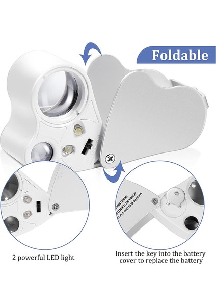 2 Adet Kuyumcular Büyüteç 30X 60X 90X Kuyumcular Göz Büyüteç Büyüteç Takı Büyüteç Döngü Parlak LED Işık (Yurt Dışından) modelleri
