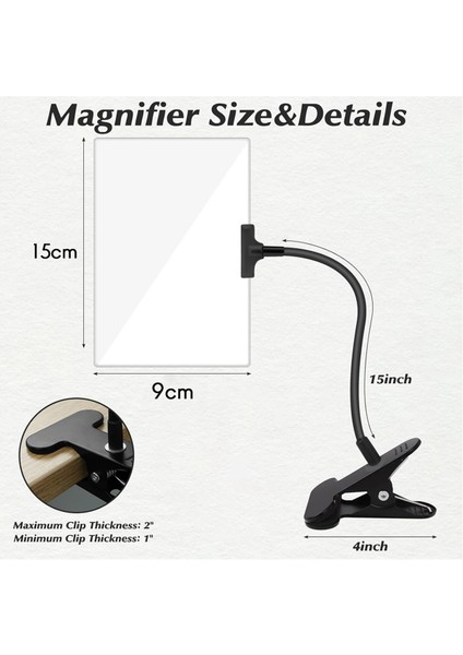 Klipsli 5x Büyüteç, Kelepçeli 6x3.5 Inç Büyüteç Ayarlanabilir Esnek Kaz Boynu, Klipsli Büyüteç (Yurt Dışından) modelleri