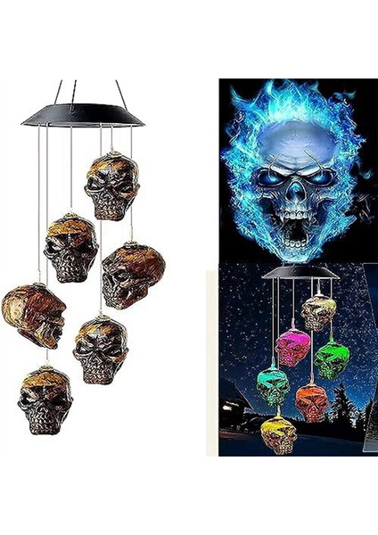 Cadılar Bayramı Kafatası Iskeleti LED Güneş Rüzgar Çanları Cadılar Bayramı Açık Hava Veranda Bahçe Bahçe Için (Yurt Dışından) modelleri