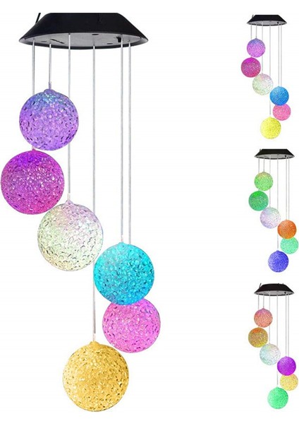 Güneş Topu Işık LED Renk Değiştiren Bahçe Avlu Asılı Dekorasyon Işığı Açık Hava Güçlendirilmiş Rüzgar Çanı Su Geçirmez Lambalar (Yurt Dışından) modelleri